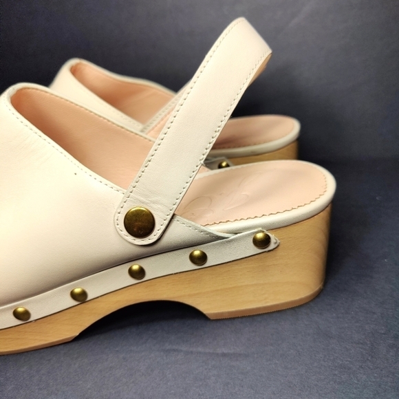 J. Crew Convertible Dusty Ivory Leather Slip On Clog Women's Shoe Size 10.5 NWOT - Picture 5 of 10